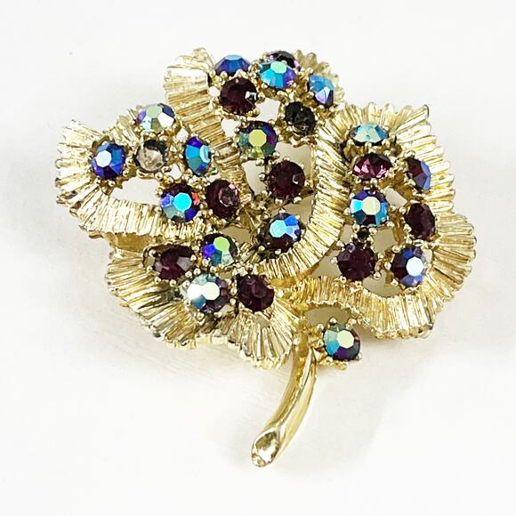 BSK Vintage Aurora Borealis Brooch Pin - Picture 2 of 9